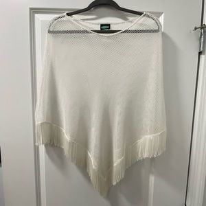 White Crochet Poncho Fishnet Cover Up